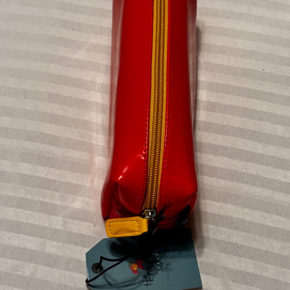 Happy Jackson London  Pencil Case Orange with Yellow Zipper - Picture 6 of 9